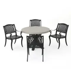 Capri 5pc Cast Aluminum Dining Set - Black Sand - Christopher Knight Home