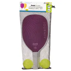 Franklin Sports 2 Player Wood Journey Pickleball Paddle and Ball Set in Mesh bag - Purple/Orange: Plywood Core, 19.48" Length, Traditional Frame