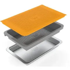 Yukon Glory Grill Prep Trays Include a Plastic Marinade Container for Marinating Meat & a Stainless Steel Serving Platter