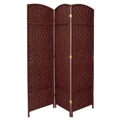 6 ft. Tall Diamond Weave Fiber Room Divider 3 Panels - Oriental Furniture