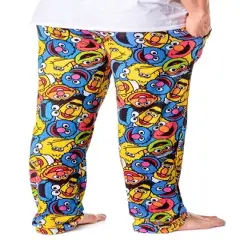 Sesame Street Men's Allover Character Face Collage Adult Pajama Pants