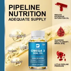 B Beworth Omega 3 Seal Oil 1000 mg - With EPA & DHA - for Heart & Joint Health - 120 Capsules