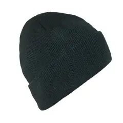 CTM Men's Black Winter Stocking Knit Cuff Cap