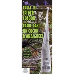 Funworld Skull in Spiderweb Cocoon Halloween Prop