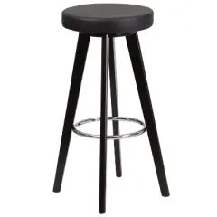 Flash Furniture Trenton Series 29'' High Contemporary Cappuccino Wood Barstool with Black Vinyl Seat