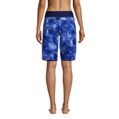 Lands' End Women's 11" Quick Dry Elastic Waist Modest Board Shorts Swim Cover-up Shorts with Panty