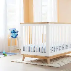 Fitted Crib Sheet Stripe - Navy/White - Cloud Island&trade;