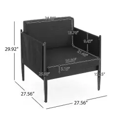 FIONECA Outdoor Patio 2-Piece Black Aluminum Club Chair Set with Cushions, All-Weather Modern Lounge Chairs