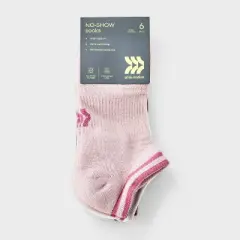 Women's Striped Cushioned 6pk Athletic No Show Socks - All In Motion&trade; 4-10