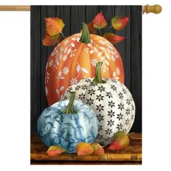 Briarwood Lane Fall House Flag 40x28 For Outdoor Elegant Pumpkins For Fall House Flag