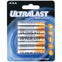 Ultralast&reg; ULA4AA AA Alkaline Batteries, 4 Pack in Multicolored