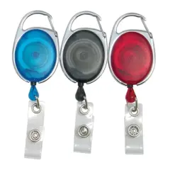 SICURIX Quick Clip Oval ID Badge Reel, Red, Blue, Smoke, 3 Per Pack, 2 Packs