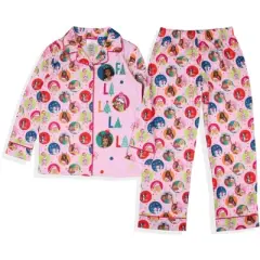 Barbie Girls' Christmas Characters FALALALA Santa Snowflake Sleep Pajama Set Pink