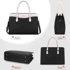 Laptop Bag for Women 15 Inch Waterproof PU Leather Work Tote Bags Large Laptop Purse for Women Professional Womens Briefcase Computer Bags