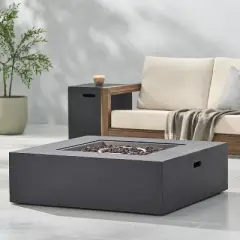 GDFStudio Hearth Outdoor 50,000 BTU Lightweight Concrete Fire Pit Table with Tank Holder