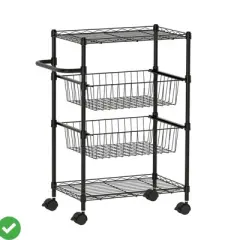 Kitchen Utility Cart 4 Tier Heavy Duty Rolling Cart 110 Lbs Capacity Storage Cart w/ Wheels & Handle Bar