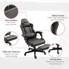 NicBex 300lbs Swivel Gaming Chair with Adjustable Height,Lumbar&Head Pillow,Ergonomics Office Chairs Recliner Video Game Chaise for Office&Home,Brown