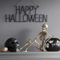 24" Poseable Skeleton Halloween Decorative Prop Shiny Champagne with Weathered Finish - Hyde and EEK! Boutique&trade;