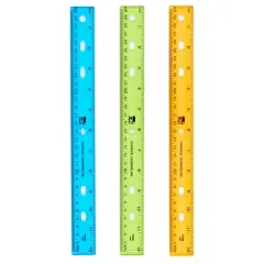 Charles Leonard Plastic Ruler, 12", Translucent, Assorted Colors, Pack of 48