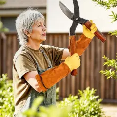 VEVOR Gardening Gloves, Thorn Proof & Puncture Resistant Garden Gloves with Elastic Cuff, 17.5 in Long-Sleeve Glove, Size M, Yellow&Orange