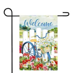 Northlight White Picket Fence Floral Outdoor Garden Flag 12.5" x 18"