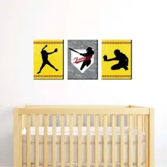 Big Dot of Happiness Grand Slam - Fastpitch Softball - Sports Nursery Wall Art, Kids Room Decor & Game Room Decor - 7.5 x 10 inches - Set of 3 Prints