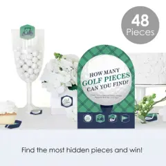 Big Dot of Happiness Par-Tee Time - Golf - Birthday or Retirement Party Scavenger Hunt - 1 Stand and 48 Game Pieces - Hide and Find Game