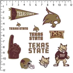 Texas State University 10ct Vinyl Large Deluxe Stickers Variety Pack