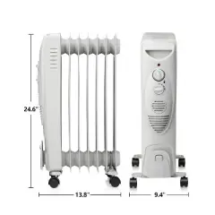 R.W.FLAME Oil Filled Radiator Heater, Adjustable Thermostat, 3 Heat Settings, Portable Quiet Heater with Tip-over & Overheating Functions, GREY
