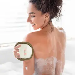 Unique Bargains Bathroom Loofah Pad Brush 5.12"x3.35" White 1 Pc