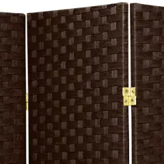 6 ft. Tall Woven Fiber Room Divider - Dark Mocha (6 Panels)