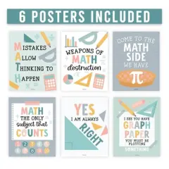 Hadley Designs Boho Math Bulletin Board Classroom Decor Posters, Set of 6