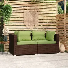 vidaXL Brown Patio Furniture - Green Cushion - 2 Seats