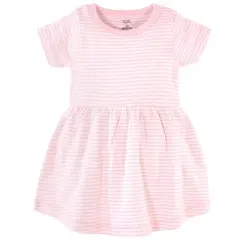 Touched by Nature Baby and Toddler Girl Organic Cotton Short-Sleeve Dresses 2pk, Floral Dot