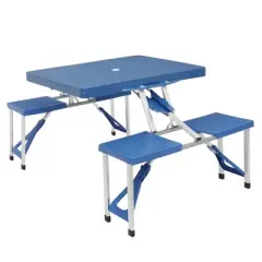 Camping Table with Chairs &uml;C Portable Folding Picnic Table, 135.5&iexcl;&Aacute;83&iexcl;&Aacute;65.5cm Lightweight Suitcase Design, All-in-One Setup for Outdoor
