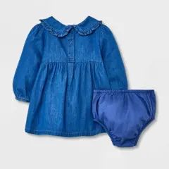 Baby Girls' Denim Prairie Dress - Cat & Jack&trade; Medium Wash