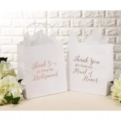 11pcs Bridesmaid Wedding Gift Bags Tissue Paper+1 Maid of Honor For Bridal Party