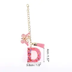 Unique Bargains Heart Sequin Letter D Butterfly Tassel Water Cup Pendant Pink 1 Pc