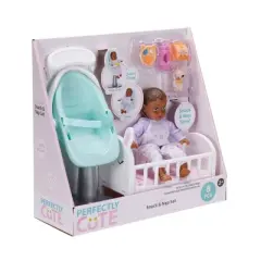 Perfectly Cute Baby Snack and Nap Set 8" Baby Doll - Brown Hair/Brown Eyes