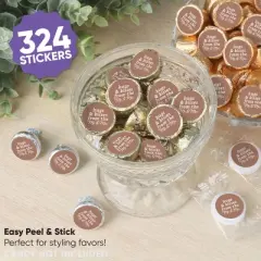 Big Dot of Happiness Mocha Brown Wedding Candy Stickers, Mr & Mrs Wedding Guest Favors, Party Favor Labels, Small Round Candy Stickers - 324 Count