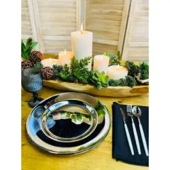 Essential Decor & Beyond 13" Electroplated Silver Glass Charger Set of 4
