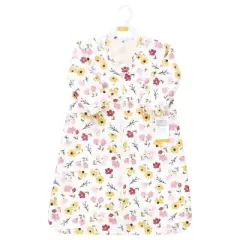 Hudson Baby Infant Girl Long Sleeve Plush Faux Fur Sleeping Bag, Wearable Blanket, Soft Painted Floral