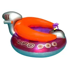 Swimline 9078 Inflatable UFO Lounge Chair Swimming Pool Float w/ Built-In Squirt Blaster and Backrest for Adults and Kids Ages 4 Years and Up (2 Pack)