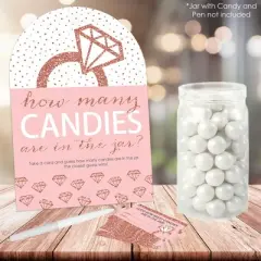 Big Dot of Happiness Bride Squad - How Many Candies Rose Gold Bridal Shower or Bachelorette Party Game - 1 Stand and 40 Cards - Candy Guessing Game