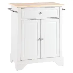 LaFayette Natural Wood Top Portable Kitchen Island - White - Crosley