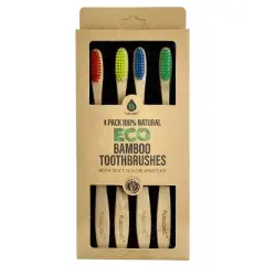 Pursonic 4 Pack Eco Bamboo Toothbrushes with Soft Nylon Bristles