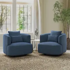 32.3" Wide Upholstered Swivel Accent Chair, 360&deg; Swivel Accent Barrel Chairs, Comfy Club Reading Chairs for Adults for Living Room, Bedroom