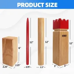 GSE Oak Hardwood Kubb Viking Tossing Game Outdoor Backyard Lawn Throwing Game Set