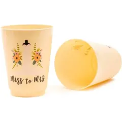 Plastic Party Cups for Bachelorette Party and Bridal Shower, Miss to Mrs. (16 Pack)
