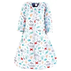 Hudson Baby Infant Boy Long Sleeve Plush Faux Fur Sleeping Bag, Wearable Blanket, Sea Characters